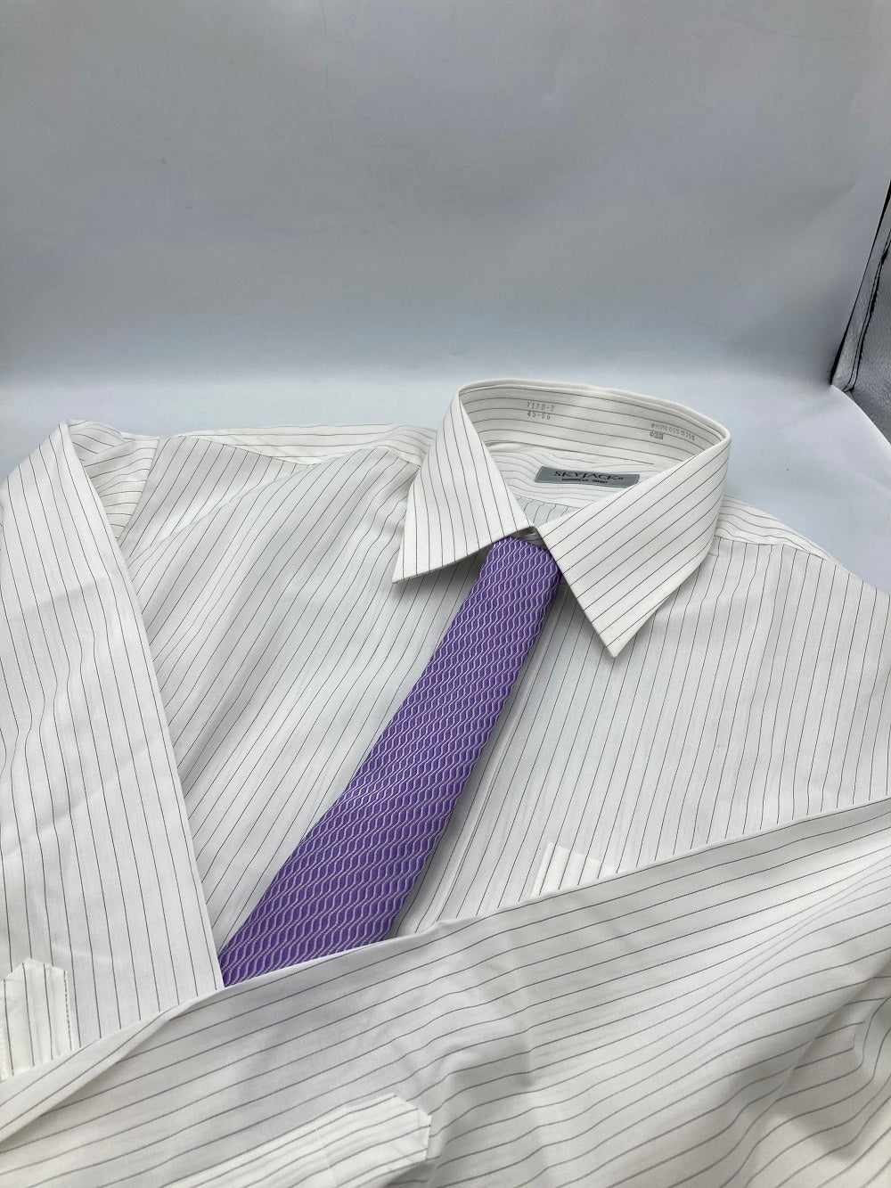 EMPORIO ARMANI エンポリオアルマーニ シルク100％ ネクタイ 縦波 パープル 中古 D4