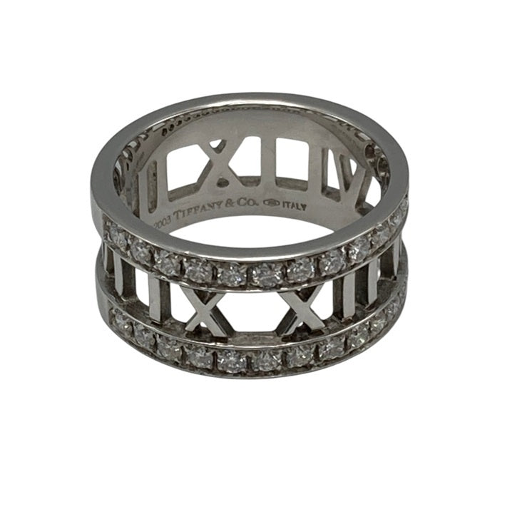 TIFFANY＆Co. ティファニー K18WG ハーフダイヤ アトラス オープンリング 13号 中古 D4