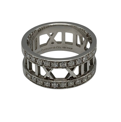TIFFANY＆Co. ティファニー K18WG ハーフダイヤ アトラス オープンリング 13号 中古 D4
