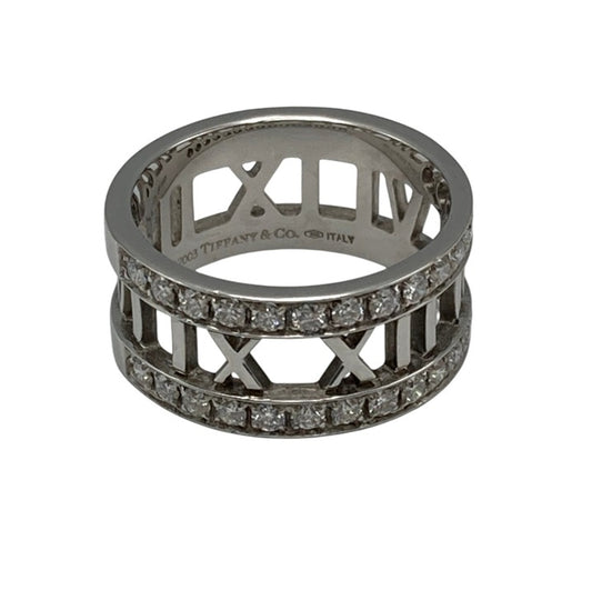 TIFFANY＆Co. ティファニー K18WG ハーフダイヤ アトラス オープンリング 13号 中古 D4