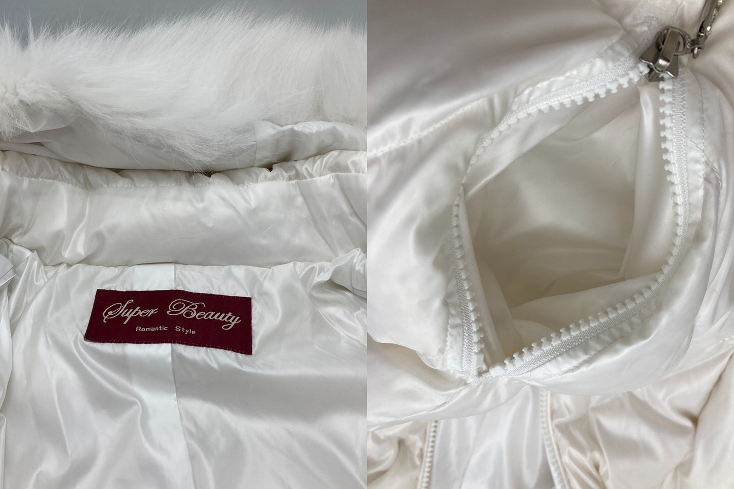 Super Beauty スーパービューティー ブルーフォックスファー ダウンコート ホワイト レディース サイズ40 中古 D4