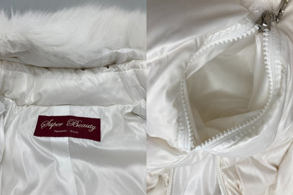 Super Beauty スーパービューティー ブルーフォックスファー ダウンコート ホワイト レディース サイズ40 中古 D4