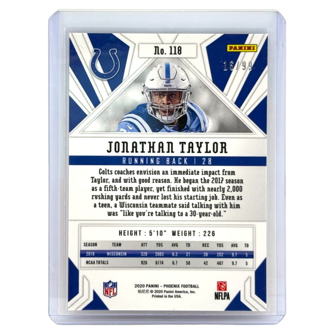 PANINI NFLカード PHOENIX JONATHAN TAYLOR INDIANAPOLIS COLTS /99 #118 中古 IT1