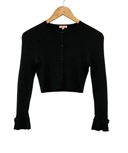 TOCCA トッカ シルク100％ カーディガン 袖リボン ブラック サイズXS 中古 D4