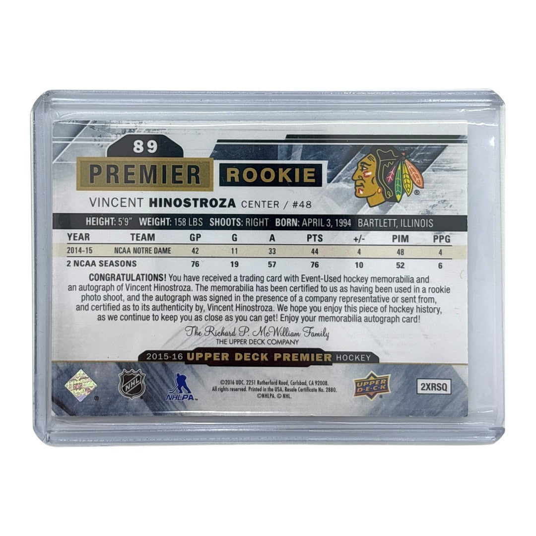 UPPER DECK NHLカード PREMIER VINCENT HINOSTROZA BLACKHAWKS /375 #89 中古 IT1