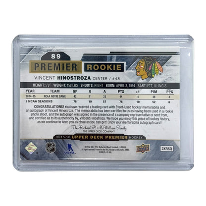 UPPER DECK NHLカード PREMIER VINCENT HINOSTROZA BLACKHAWKS /375 #89 中古 IT1