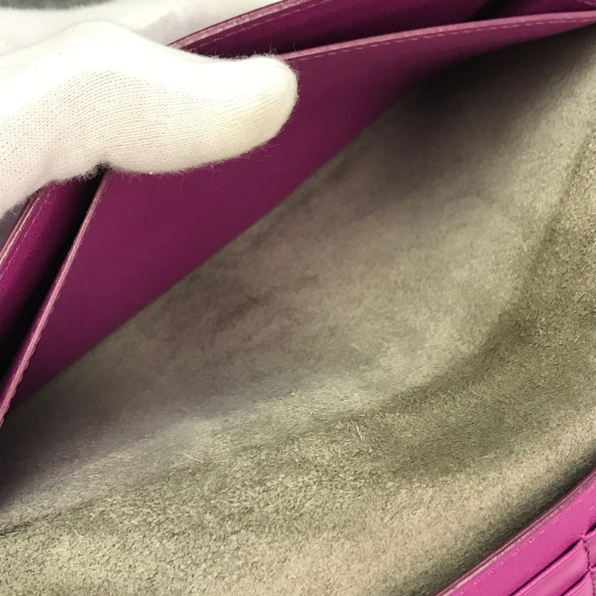 CELINE セリーヌ ラージストラップ マルチファンクション 長財布 レディース 二つ折り レザー バイカラー スナップ調節可 グレー/ピンク 中古 T1