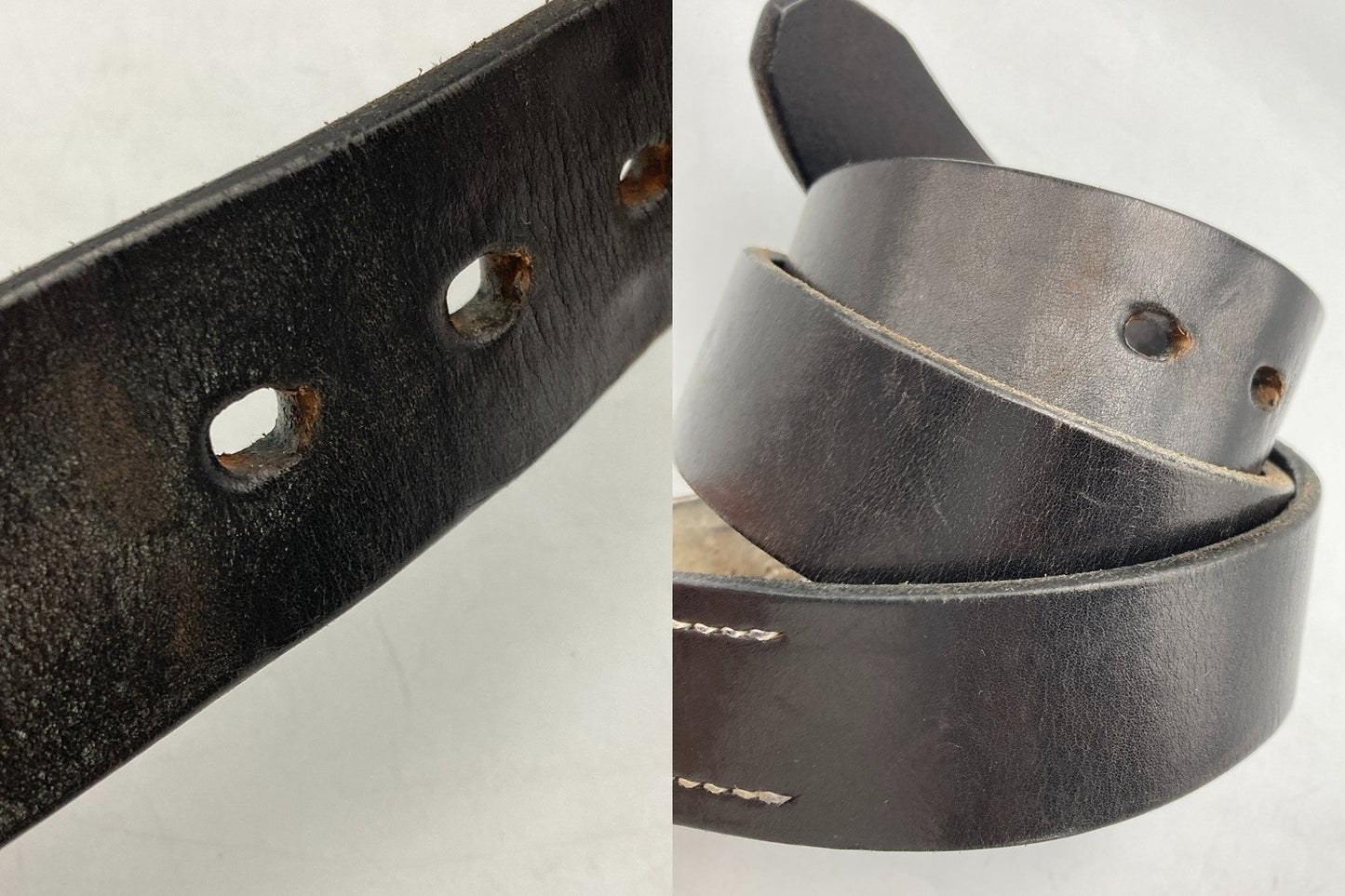 THE FLAT HEAD フラットヘッド プレートバックル レザーベルト ブラック サイズ32 中古 D4