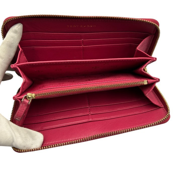 TORYBURCH トリーバーチ キルティング 長財布 ピンク ブランド 財布 レザー かわいい ラウンドファスナー 中古 W４