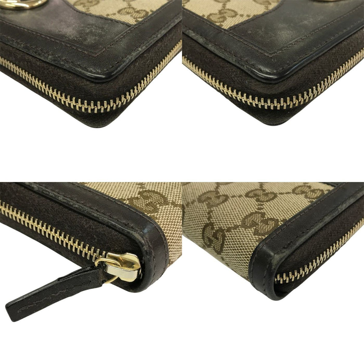 GUCCI グッチ GGキャンバス 長財布 ユニセックス ラウンドファスナー インターロッキングG ロングウォレット ブラウン/ブラック 308012 中古 T1