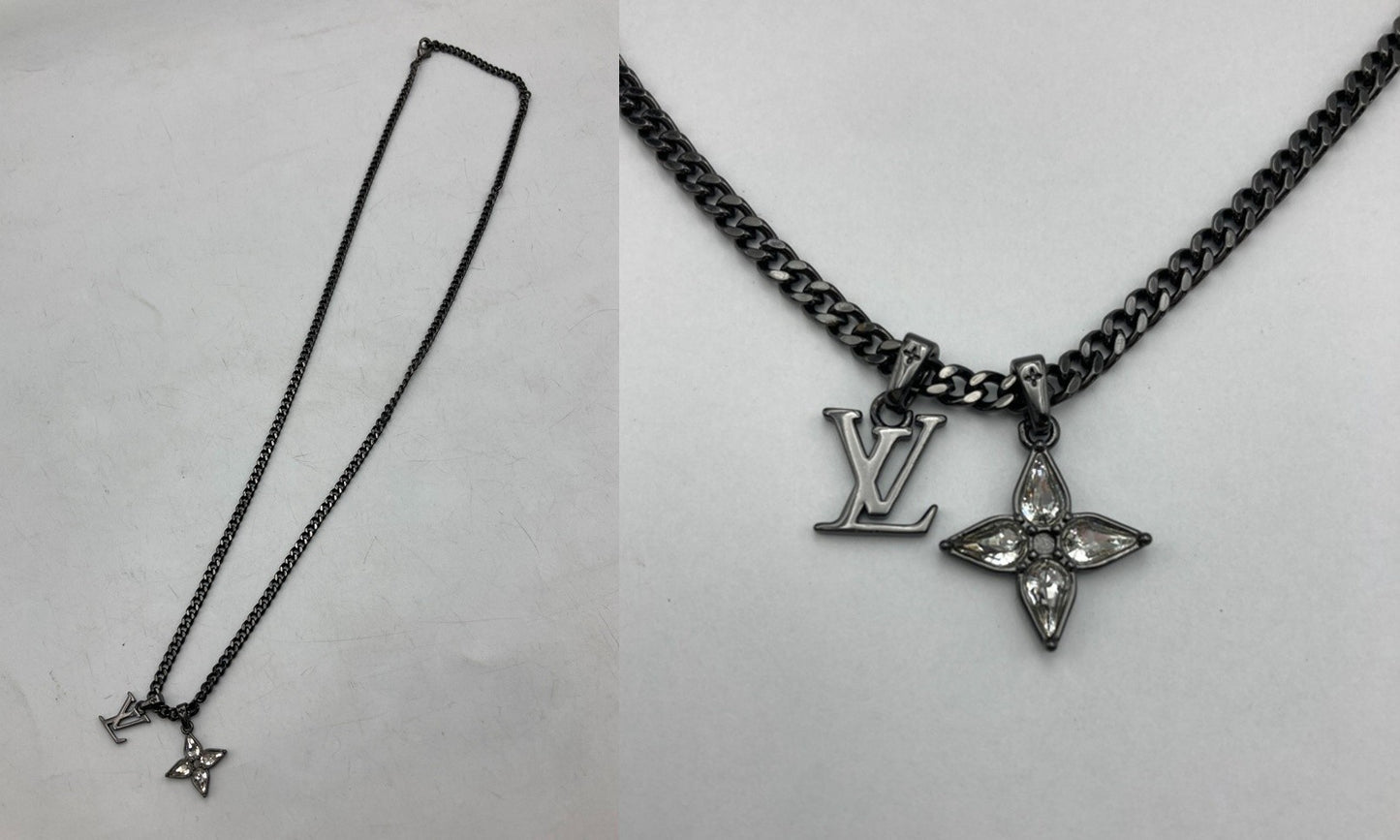 LOUIS VUITTON ルイヴィトン LVイニシャル モノグラム・フラワー ネックレス M00680 中古 D4