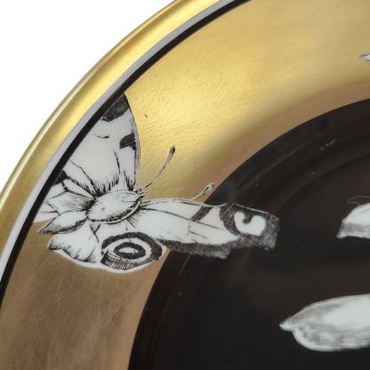 MINTON ミントン ROSENBORG ローゼンブルグ プレート 2枚セット 16.5cm ペア 陶磁器 金彩 花 ボタニカル ホワイト/ブラック/ゴールド ROSENB6P 中古 T1