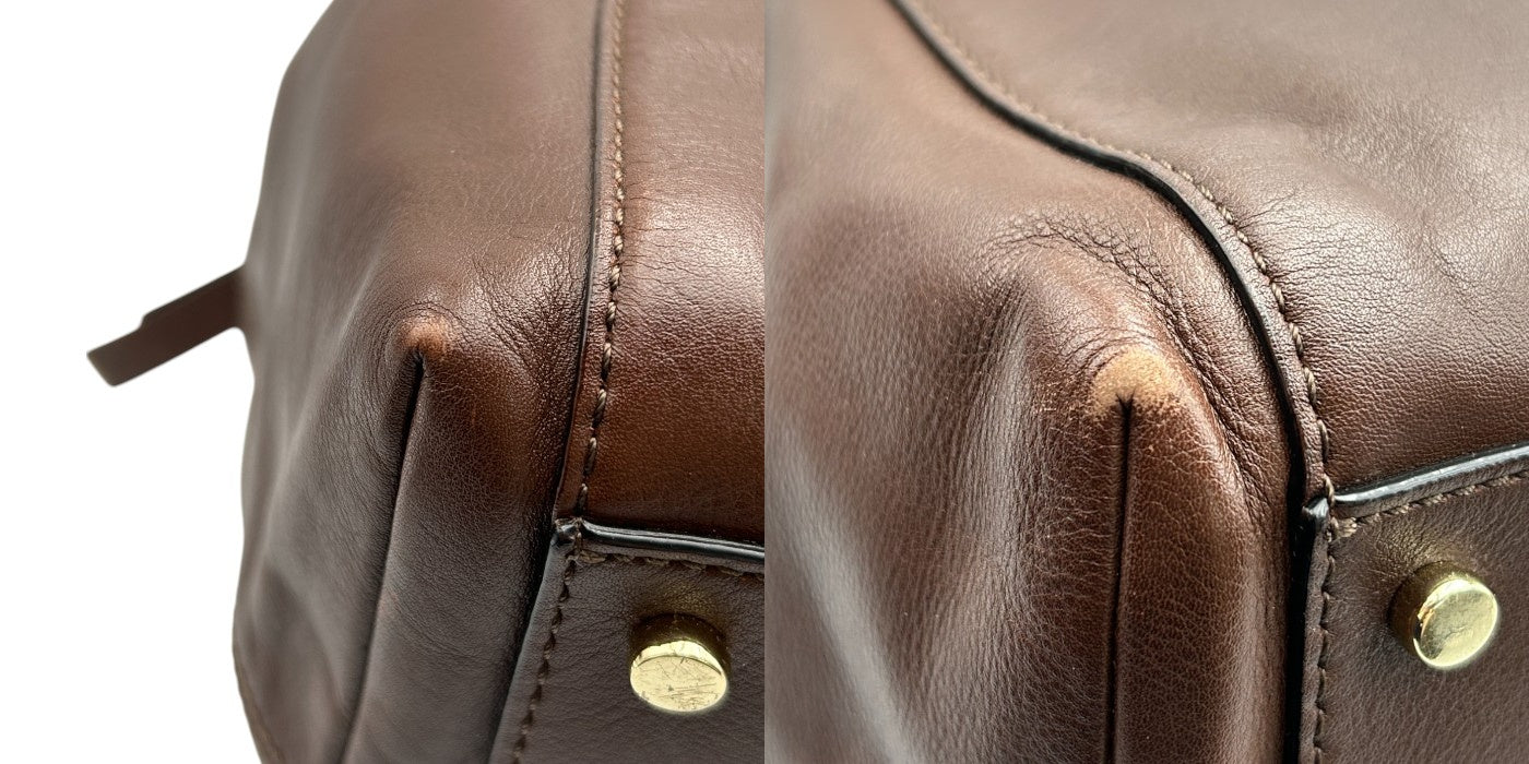 kate spade ケイトスペード ショルダー バッグ 牛革 ブラウン レザー 鞄 おしゃれ 本革 ボストン 中古 W４