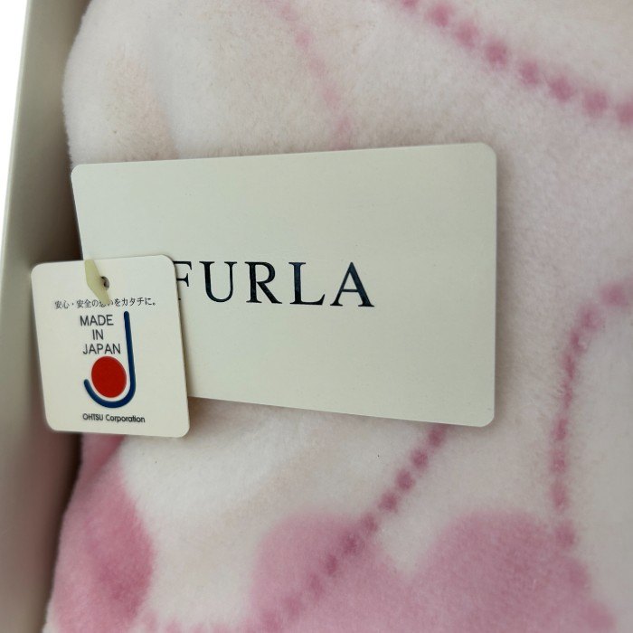未使用品 FURLA フルラ ハーフ綿 毛布 ハート柄 140×100cm 寝具 冬 総柄 かわいい ピンク 中古 W４
