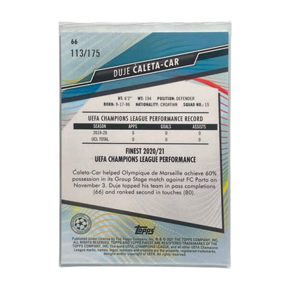 TOPPS サッカーカード FINEST DUJE CALETA-CAR MANCHESTER UNITED /175 #66 中古 IT2