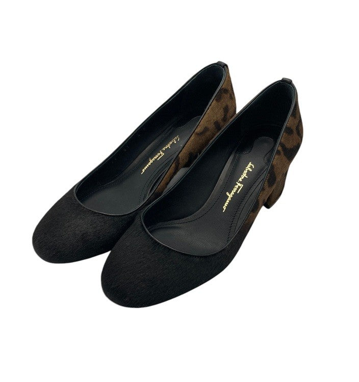 Salvatore Ferragamo サルヴァトーレフェラガモ ハラコ レオパード パンプス サイズ4 レディース 中古 D4