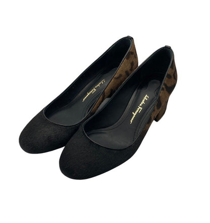 Salvatore Ferragamo サルヴァトーレフェラガモ ハラコ レオパード パンプス サイズ4 レディース 中古 D4