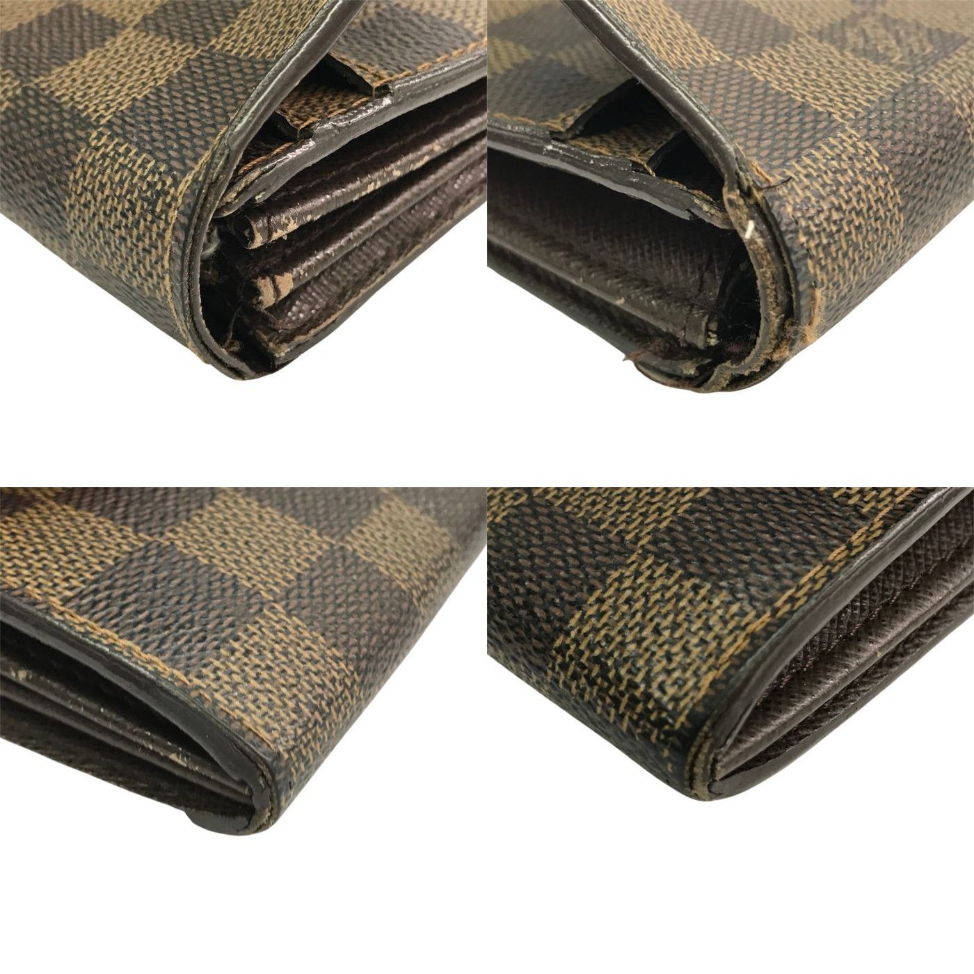 LOUIS VUITTON ルイヴィトン ダミエ エベヌ ポルトフォイユサラ 長財布 2つ折り 旧型 小銭入れあり ブラウン N61734 中古 T1