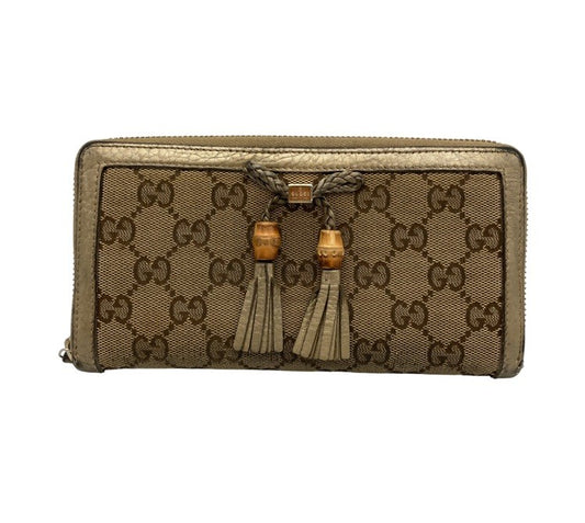 GUCCI グッチ GGキャンバス バンブータッセル ラウンドファスナー長財布 269991 中古 D4