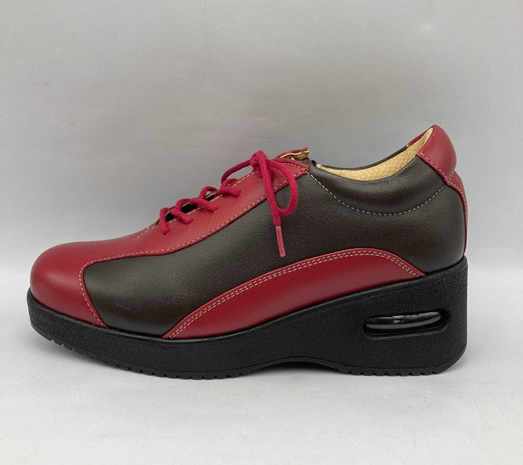 PIERRE RICCI ピエールリッチ 山羊革 4E 軽量 エアウォーキングシューズ  レッド/ダークブラウン 24.0cm 中古 D4