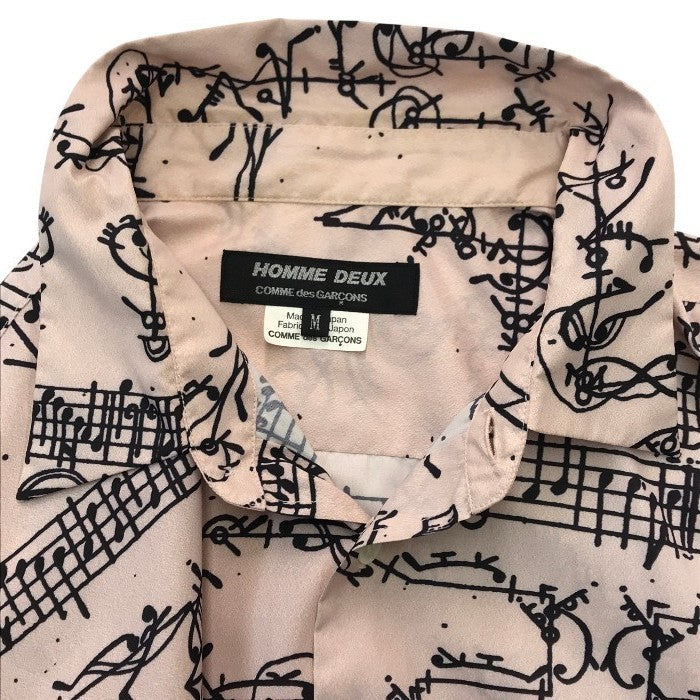 COMME des GARCONS コムデギャルソン HOMME DEUX シャツ メンズ 長袖 2019 音符 ピンク Mサイズ DE-B059 中古 T1
