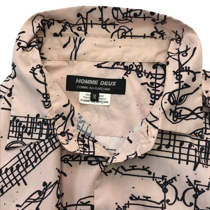 COMME des GARCONS コムデギャルソン HOMME DEUX シャツ メンズ 長袖 2019 音符 ピンク Mサイズ DE-B059 中古 T1