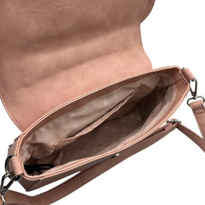 ラウンジフライ Loungefly ディズニー Disney ミニーマウス ショルダー バッグ 鞄 ピンク リボン 希少 かわいい 斜め掛け 肩掛け 中古 W４