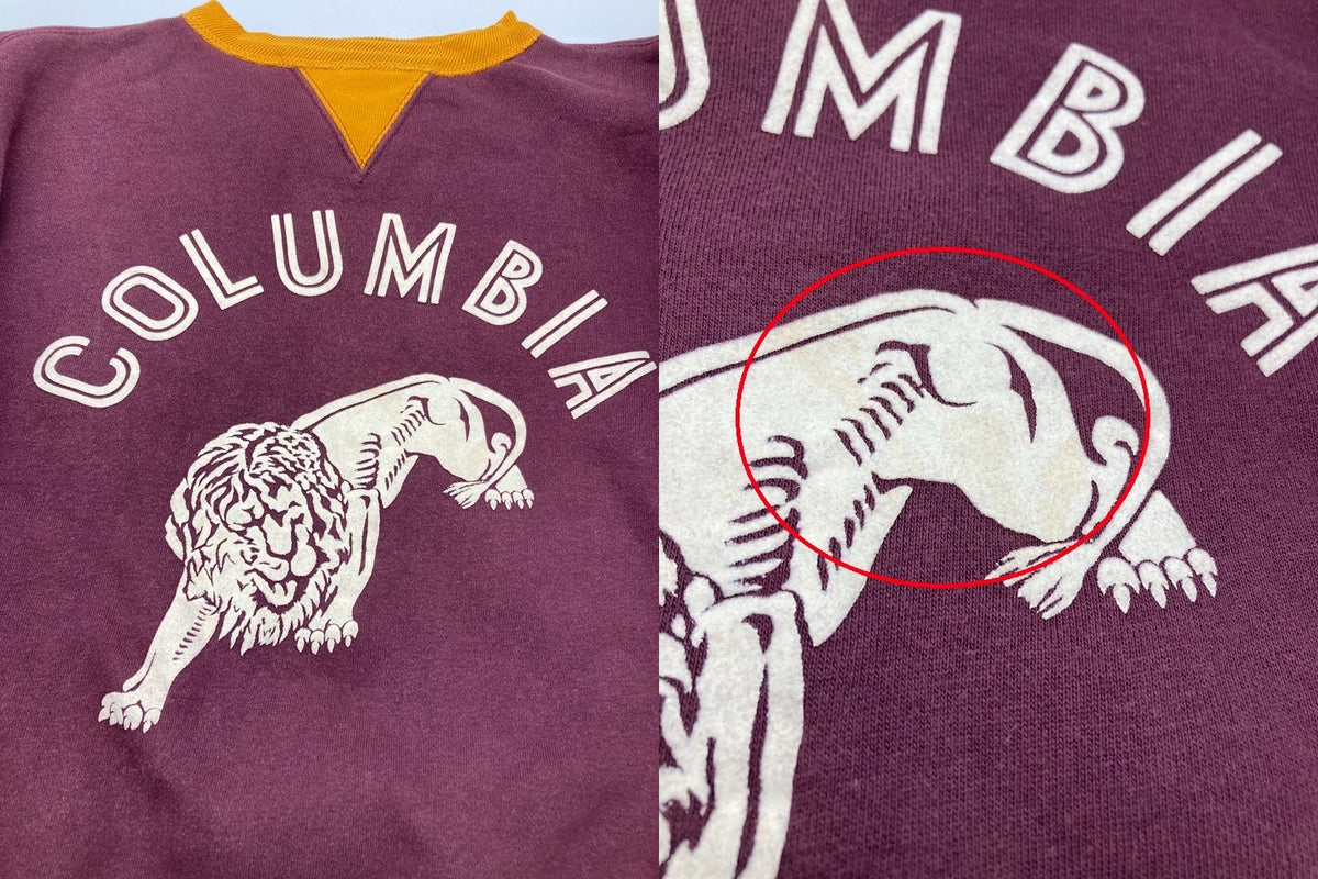 FREEWHEELERS フリーホイーラーズ COLUMBIA フロッキープリント 両Vガゼット スウェット サイズ36 メンズ 中古 D4