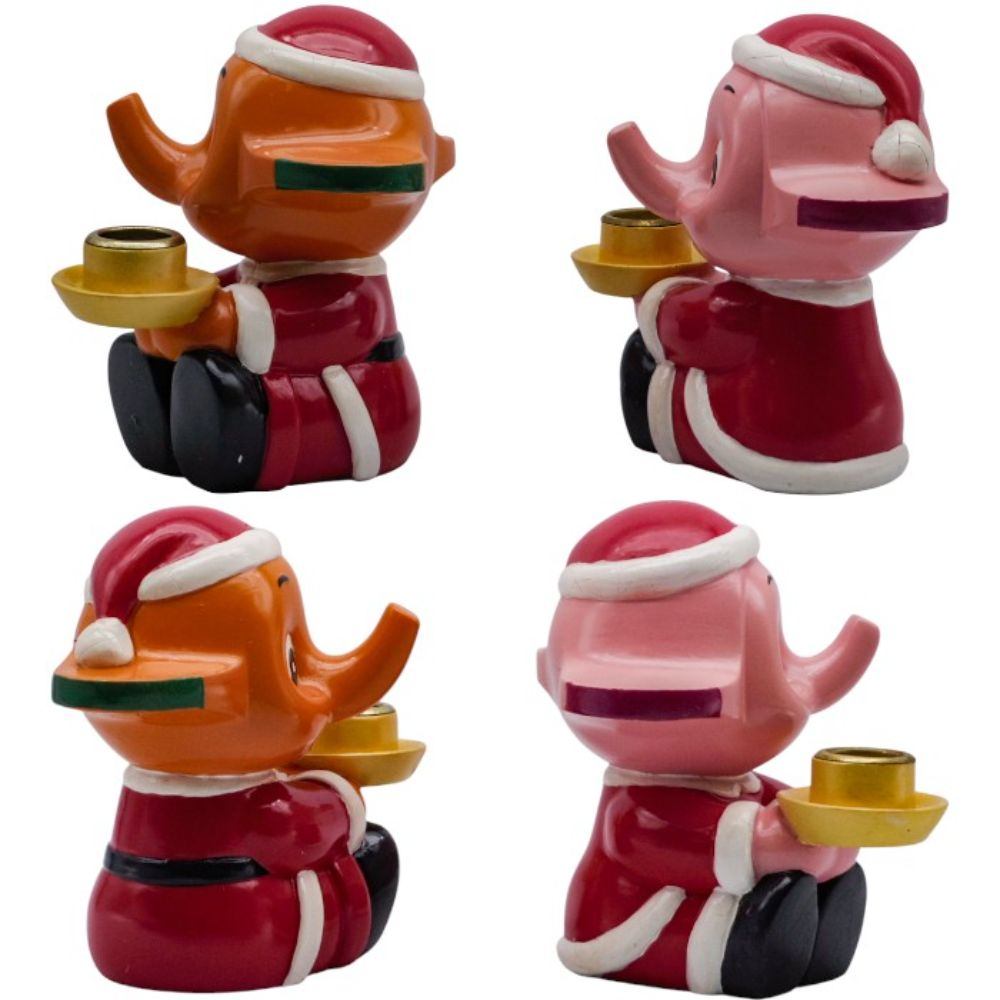 株式会社ニットー サトちゃん サトコちゃん キャンドルスタンド 2体セット クリスマス サンタ服 佐藤製薬 sato 中古 a1