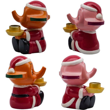 株式会社ニットー サトちゃん サトコちゃん キャンドルスタンド 2体セット クリスマス サンタ服 佐藤製薬 sato 中古 a1