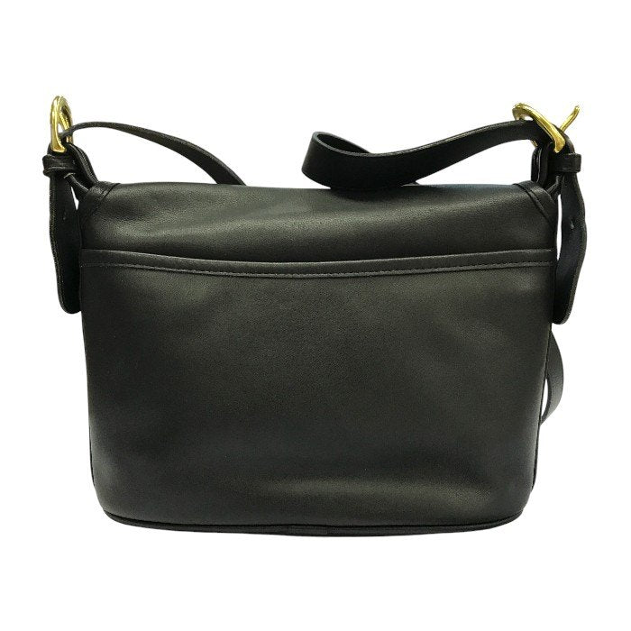 COACH コーチ ショルダーバッグ ユニセックス レザー シンプル フラップ 斜め掛け 男女兼用 オールド ブラック 4150 中古 T1