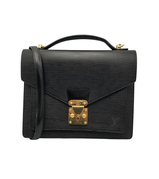 LOUIS VUITTON ルイヴィトン エピ モンソー セカンドバッグ 2way ショルダー ノワール/ブラック M52122 中古 D4