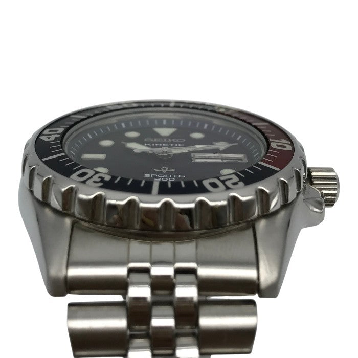 SEIKO セイコー KINETIC SPORTS 200 腕時計 メンズ アナログ クォーツ SS キネティック スポーツ ダイバーズ シルバー/ネイビー 5M43-0A40 中古 T1