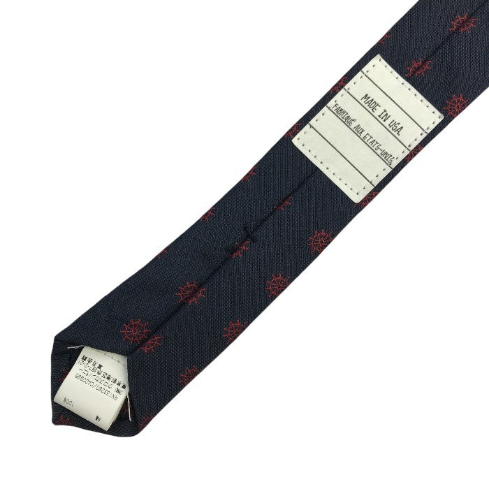 THOM BROWNE トムブラウン ネクタイ メンズ シルク ナロータイ 舵輪 U.S.A ネイビー 中古 T1