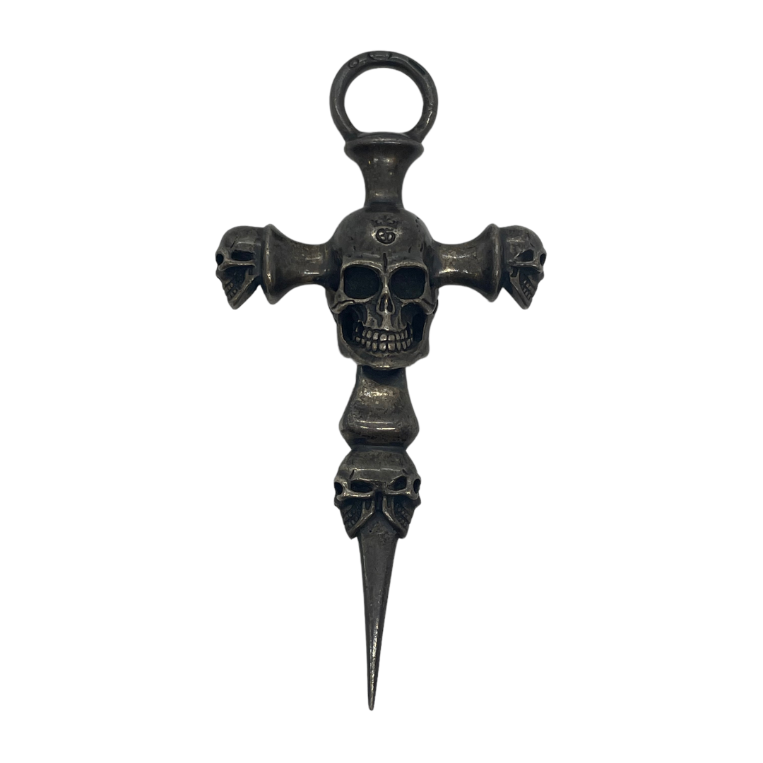 Gaboratory ガボラトリー Large Skull on 2 Skulls Hammer Cross W Face Dagger ペンダントトップ メンズ 中古 IT1