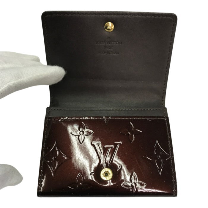 LOUIS VUITTON ルイヴィトン ヴェルニ アンヴェロップ カルト ドゥ ヴィジット カードケース レディース エナメル 名刺/パスケース アマラント M91409 中古 T1