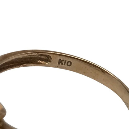 K10PG/ダイヤモンド0.02ct リング レディース リボンモチーフ ピンクゴールド 11号 中古 T1
