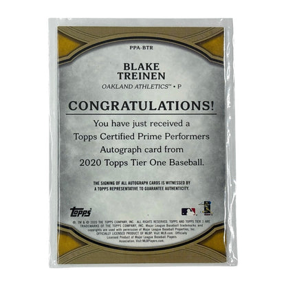 TOPPS MLBカード TIER ONE BLAKE TREINEN OAKLAND ATHLETICS 202/299 #PPA-BTR 中古 IT1