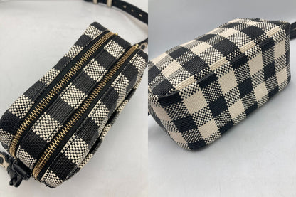 TORY BURCH トリーバーチ ペリー ボンベ ギンガム ミニバッグ 中古 D4