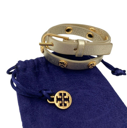 TORY BURCH トリーバーチ ダブルラップ ロゴ スタッズ ブレスレット 中古 D4