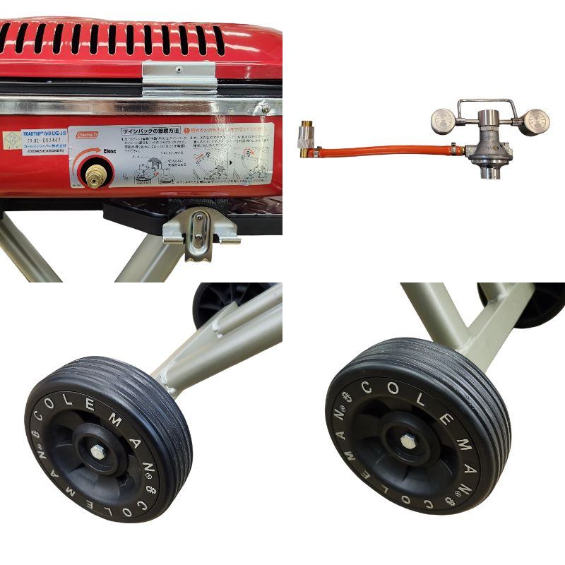 Coleman コールマン ロードトリップグリル バーベキューコンロ 蓋/テーブル/ホイール付き 折りたたみ ガスカートリッジ式 LXE-J2 中古 T1