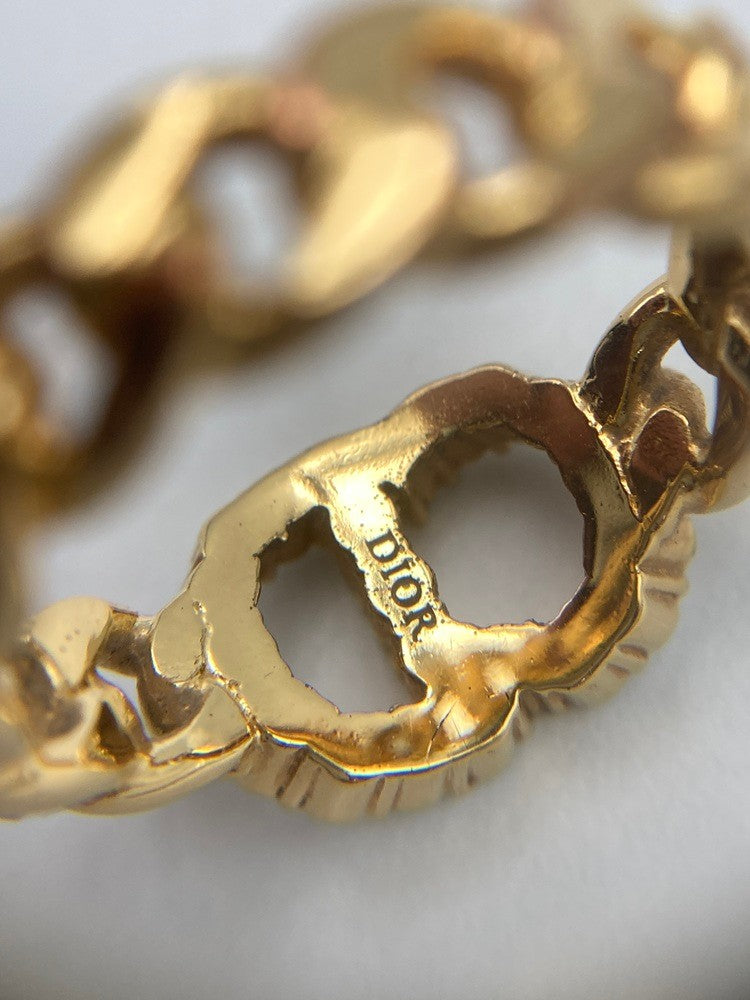 Christian Dior ディオール CDロゴ ラインストーン リング 中古 D4