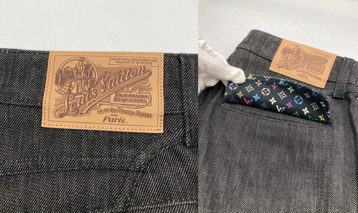 LOUIS VUITTON ルイヴィトン モノグラム マルチカラー クロップド デニムパンツ RW091W WOPA02DAZ サイズ38 レディース 中古 D4