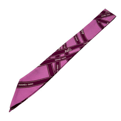 HERMES エルメス ボルデュック ツイリー スカーフ レディース ピンク パープル ブランド シルク 中古 W４