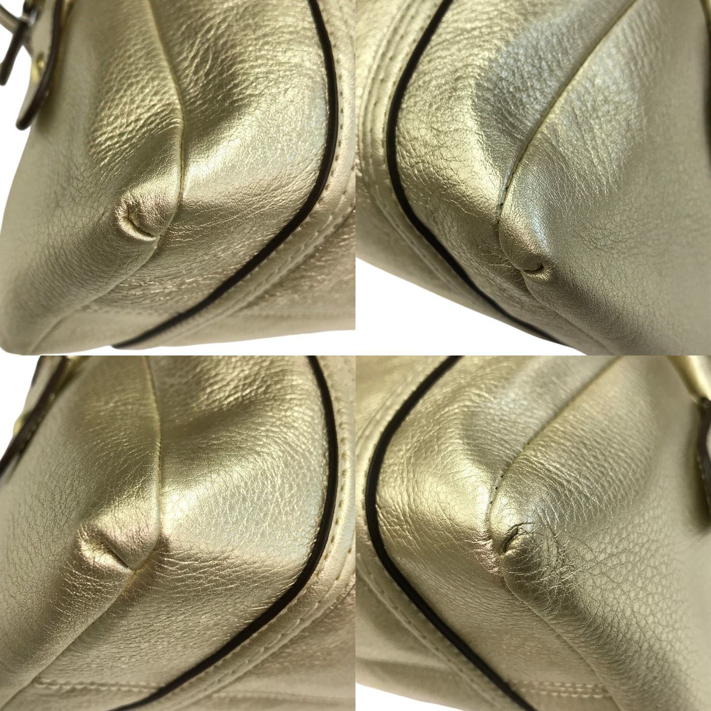 COACH コーチ ミニボストンバッグ レディース レザー ハンドバッグ オプアート メタリックゴールド 45524 中古 T1