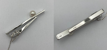 K14WG パール ネクタイピン チェーン付 中古 D4