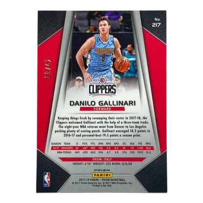 PANINI NBAカード PRIZM DANILO GALLINARI CLIPPERS /42 #217 中古 IT2