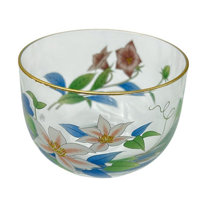 香蘭社 茶席の花 冷茶グラス 5客 セット 和食器 花柄 おしゃれ コップ グラス 中古 W４