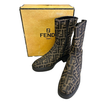 FENDI フェンディ ズッカ ブーツ 39(約26cm) 靴 シューズ ブランド レディース 中古 W1
