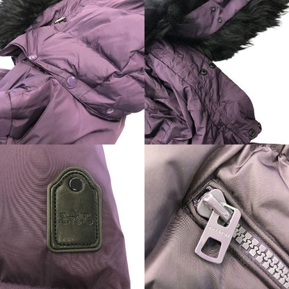 COACH コーチ ダウンジャケット レディース ミドル丈 ファー フード 取り外し可 パープル Sサイズ F57029 中古 T1